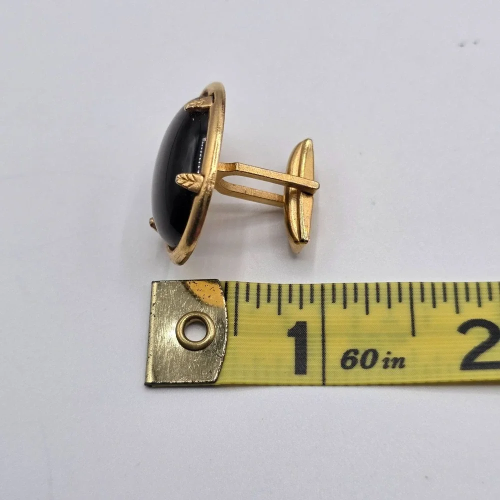 Vintage Gold Tone Oval Tiger Eye‎ Gemstone Cufflinks Men's Formal Wear Estate